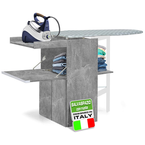 Mobile Asse da Stiro a Scomparsa Salvaspazio Richiudibile 55x38x90,5 cm In MDF Effetto Cemento acquista