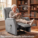 Poltrona Alzapersona Reclinabile 76x89x103 cm con Doppio Motore in Similpelle Grigio Chiaro      