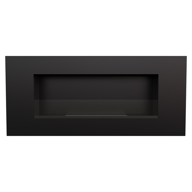 Camino a Bioetanolo da Parete 90x40 cm con Vetro o Senza Vetro Flig Huston 2 Nero