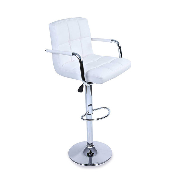 Hocker mit Gaslift-Armlehnen und Drehsitz aus Kunstleder Vandi White sconto
