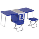 Set Tavolo da Campeggio con Box Refrigerante e 2 Sedie Pieghevoli 