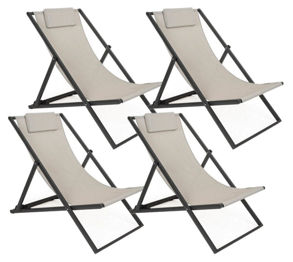 acquista Set 4 Sdraio Pieghevoli Taylor Grigio Scuro Taylor Grigio Scuro