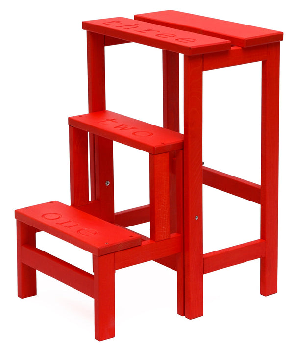 online Leiterhocker 60x40x46 cm aus rotem Holz
