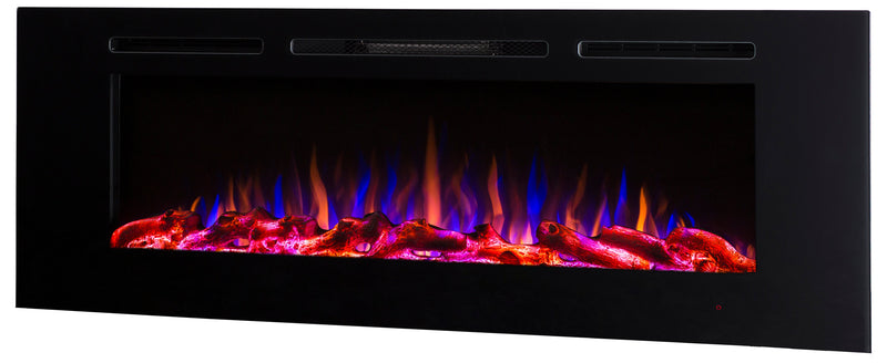 Camino Elettrico da Incasso 54,4x128x14 cm Effetto Fiamma 1500W Hermes Nero