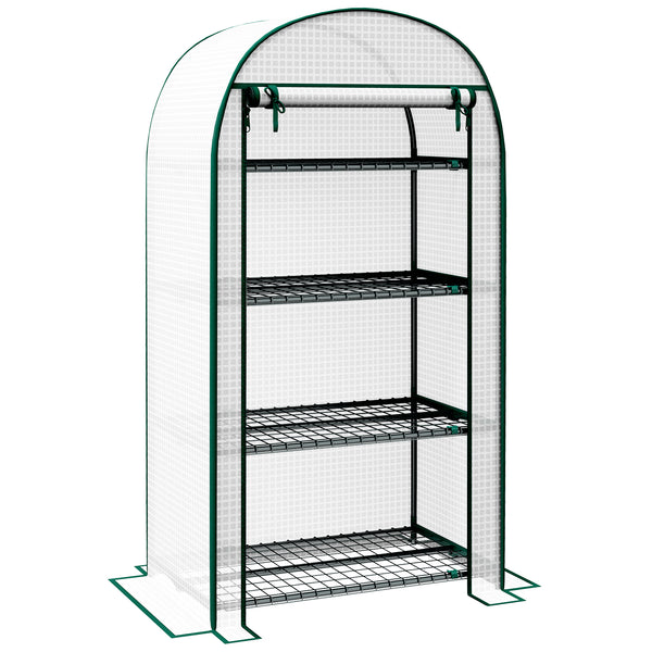 Serra da Giardino Verticale 80x50x160 cm con 4 Ripiani in Metallo e Copertura in PE Bianco online