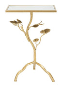 Tavolino Tisty 40x60x30 cm in Ferro e MDF Oro