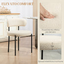 Set 2 Sedie Sala da Pranzo 51x51x76 cm in Tessuto Sherpa con Gambe in Acciaio Beige      