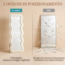 Specchio da Terra 160x60 cm con Cornice Ondulata in Velluto e Vetro Temperato Crema      