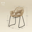 Set 2 Sedie da Pranzo Stile Boho da Interno con Schienale Basso e Braccioli 56x59x74 cm in Rattan PE Giallo