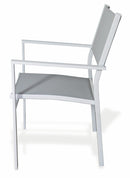 Sedia da Giardino in Acciaio e Textilene con Braccioli Soriani Bianca e Grigia