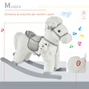 Cavallo a Dondolo in Peluche e Legno con Orsetto e Suoni Bianco