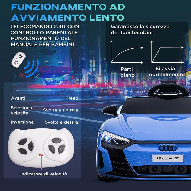 Macchina Elettrica per Bambini Licenza Audi RS con Telecomando Blu e Nero  