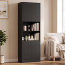 Dispensa Cucina 60x30x170 cm con Contenitore e Mensola Regolabile in Pannello Truciolare Effetto Legno Nero      