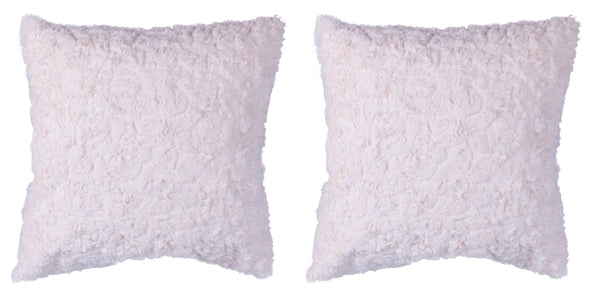 Set 2 Cuscini Decorativi 43x43x6 cm in Poliestere VdE Tivoli 1996 Furry Bianco online