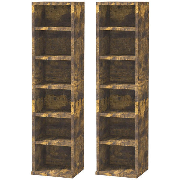 Set 2 Pezzi Mobile Libreria Porta CD 21x19.2x88,3 cm Marrone sconto
