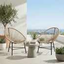 Set 2 Sedie Acapulco 72x68x81 cm con Struttura Triangolare in Acciaio e Rattan PE Color Legno      