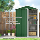 Casetta Box Porta Attrezzi da Giardino 136x87x179 cm Superficie 1.1m² con Porta Scorrevole Bloccabile in Acciaio Verde      