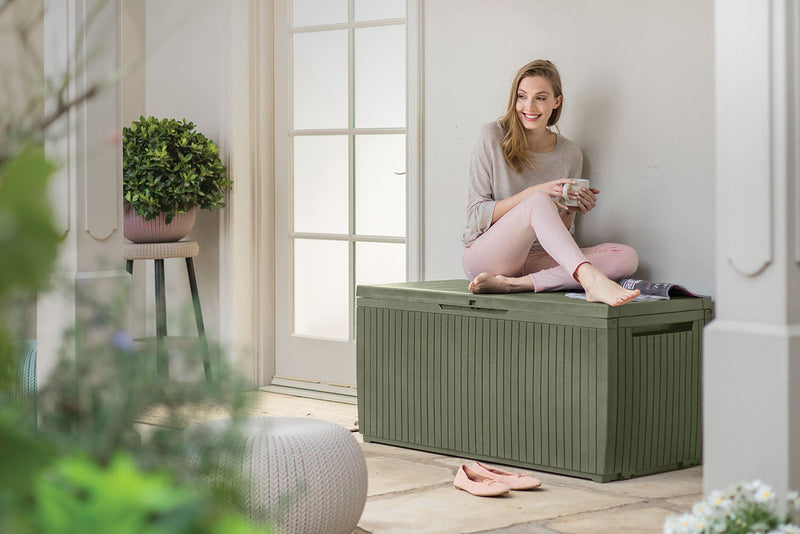 Baule da Esterno Keter Springwood 123x53,5x57 cm in Resina Verde