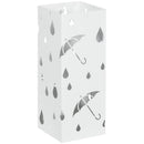 Portaombrelli con 4 Ganci e Vaschetta Raccogligocce 15,5x15,5x41cm in Metallo Bianco 