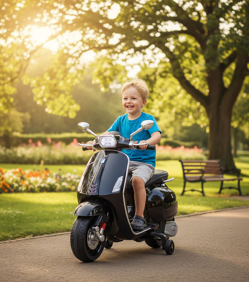 Scooter Elettrico per Bambini Licenza Ufficiale Piaggio Vespa 12V 4,5Ah Nero       