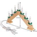 Candelabro dell'Avvento Natalizio Elettrico 39,2x29,3x4,7 cm con 7 Candele LED in Legno      