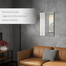 Specchio da Parete Stile Finestra 90x60 cm con Montaggio Verticale e Orizzontale in Vetro Oro      