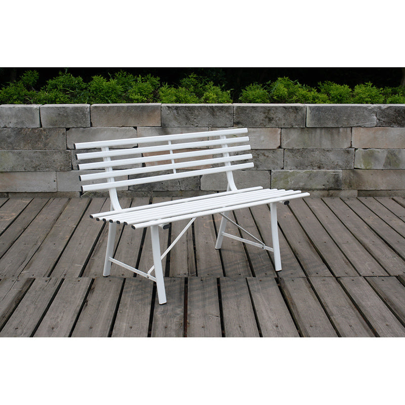 Panchina da Giardino in Metallo 150x57x44/76cm Krew Bianca