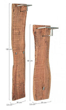 Set 2 Appendiabiti da Parete in Legno Ganci in Acciaio