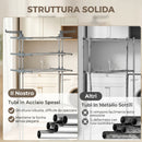 Stendibiancheria Pieghevole a 5 Livelli 73x64x172 cm con Ruote in PP e Acciaio Grigio      
