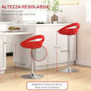 Set 2 Sgabelli da Bar Altezza Regolabile Seduta in ABS Rosso  