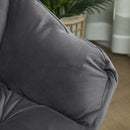 Poltrona Moderna 80x78x100 cm con 2 Tasche Laterali e Poggiapiedi  in Tessuto Effetto Lino Grigio 