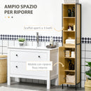 Mobile da Bagno a 3 Livelli con Torre per Asciugamani 30x28x168 cm in Truciolato e Acciaio Nero
