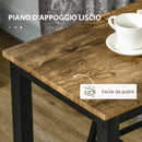 Set 2 Sgabelli Bar e Tavolo Alto in MDF e Acciaio Marrone Rustico e Nero