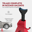 Set 2 Cavalletti Auto 6 Tonnellate di Capacità Altezza 38,5-60 cm Acciaio al Carbonio e Ghisa Rosso  
