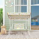 Dondolo per Bambini da Giardino a 2 Posti 112x75x120 cm con Cinture di Sicurezza Bianco   