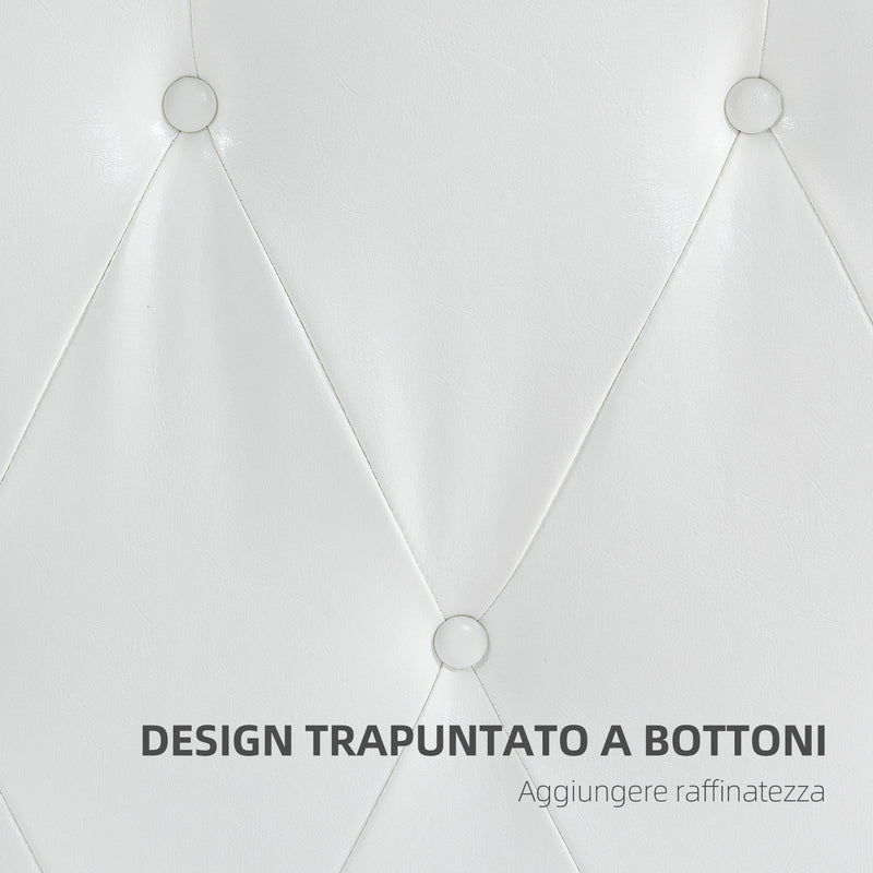 Testiera Letto Matrimoniale Imbottita Design a Bottoni 160x7x120 cm in Pelle PU Bianca