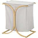 Cesto Portabiancheria 2 Sezioni con Coperchio 55x40x62 cm in Bambù e Poliestere Grigio 