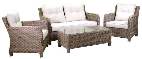 Gartengarnitur Sofa 2 Sessel und Couchtisch aus Polyrattan Adami Baltimora online