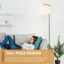 Lampada da Terra con Paralume E27 in Metallo Oro e Bianco