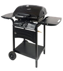 Barbecue a Gas Gustavo 109,5x56x101,5 cm a 2 Fuochi con Griglia in Acciaio Inox e Coperchio Nero      