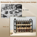 Portaspezie da Cucina a 3 Livelli 39,5x18x33 cm con Ripiani Inclinati in Metallo Nero   