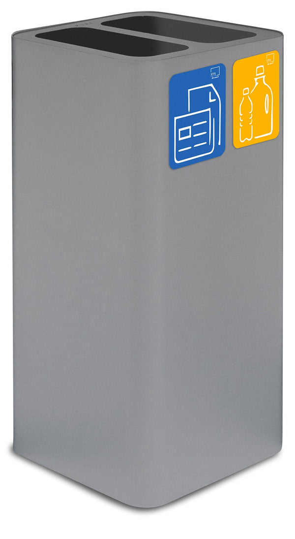 Pattumiera Per Raccolta Rifiuti 38x38xh80 cm In Acciaio Verniciato Cover a 2 Scomparti Grigio prezzo