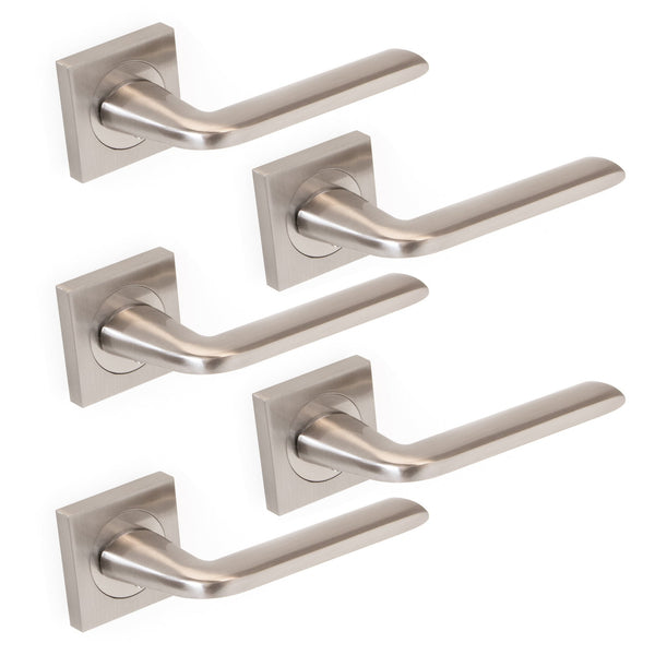 Sydney Innentürgriffe mit Rosette 50 x 50 mm Aluminium und Zamak Nickel 5 Sets Emuca sconto