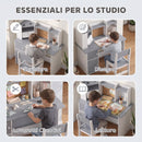 Set Scrivania 90x39x95 cm e Sedia per Bambini con Portapenne Supporto Regolabile per Tablet Armadietti e Bacheca in MDF Grigio      