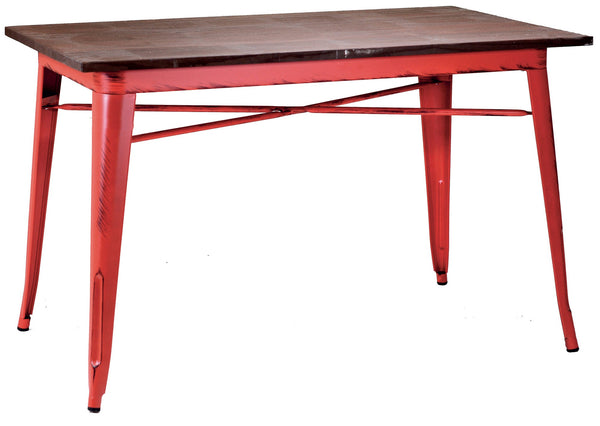 Rechteckiger Tisch aus Metall mit Adami Bristol Red Wood Top online