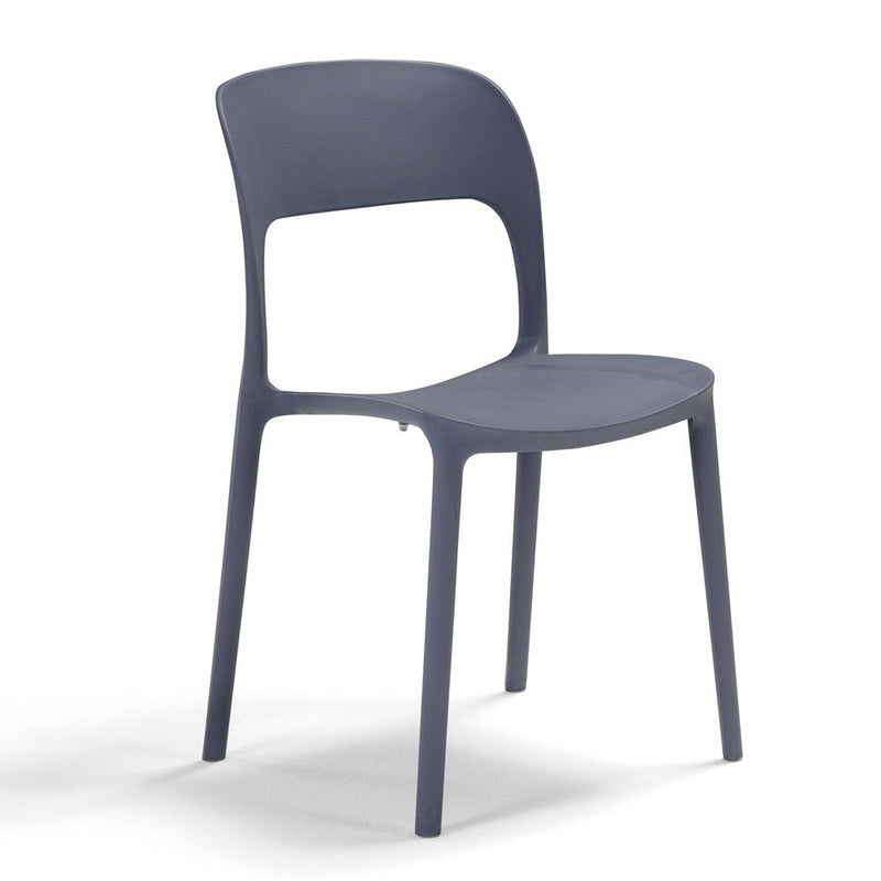 Set 4 Sedie Impilabili 85x45x56 cm in Polipropilene e Fibra di Vetro Kate Grigio Asfalto