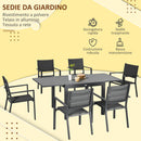Set Tavolo Allungabile e 6 Sedie da Giardino in Alluminio Grigio