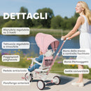 Triciclo per Bambini 5 in 1 96,5x49x101 cm con Maniglione e Cinture di Sicurezza Rosa   