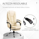 Sedia Poltrona da Ufficio Presidenziale Massaggiante 64,5x69x109-117 cm in Similpelle Bianca