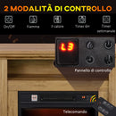 Camino Elettrico da Pavimento 1800W Effetto Fiamma 3D 81,5x30x76,2 cm Marrone 